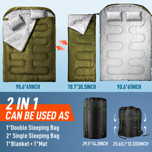 Sac de couchage rembourré en coton pour temps froid, imperméable, épais et chaud, pour adultes, pour le camping en plein air, la randonnée, les voyages, les situations d'urgence - Product Image 6