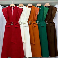 Vente en gros usine Nouveauté été 26 Robe tailleur anti-plis mi-mollet color block cintrée à la taille pour affaires formelles