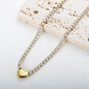 Collar de Moda Personalizado de Acero Inoxidable 316L con Baño de Oro PVD de 18K, Joyería Fina, Collar de Zirconia Tipo Tenis para Mujer - Product Image 1