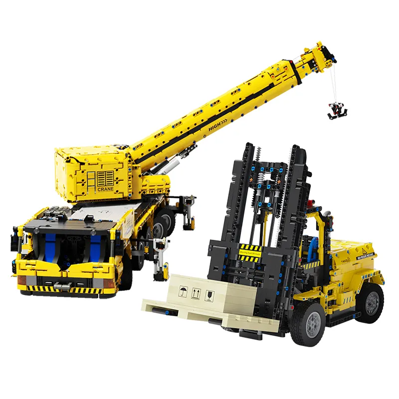 Dual-control DIY Assembly Forklift Crane Kit Technological Engineering Building Brick APP Rc Remote Control Toy Blocks Truck