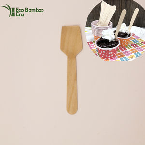 Cuchara de bambú ecológica Cubiertos Biodegradable <span class=keywords><strong>Desechable</strong></span> Logotipo personalizado Impreso Mini cuchara de madera para helado - Product Image 1
