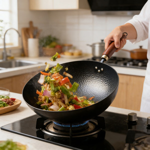 Zhangqiu Craft Hammered Iron Wok 32Cm Non Coating For Gas Stove Cooking - Product Image 5