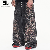 LARSUR Custom Factory 3D Full Dtg Dgt Print Leopard Baggy Jeans Trompe L'oeil Loeil Denim Graphic Digital Straight Denim Pants