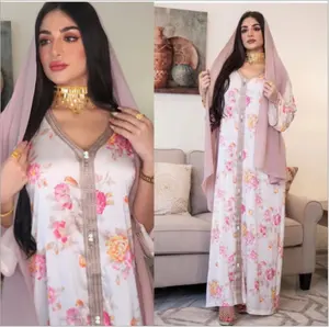 H D Women Printed Long Dress Jalabiya Dubai Muslim Ramadan Summer Long Dress