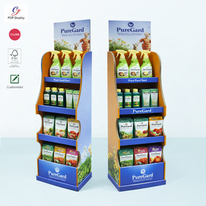 现代定制超市宠物护理产品纸板展示架纸质瓦楞纸狗粮落地式货架 - Product Image 1