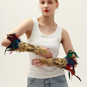 Хит продаж, браслет из перьев на Хэллоуин, готический стиль, перья, перчатки с вырезом, золотые кружевные перья, запястье - Product Image 3