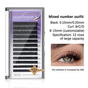 Cils plats aériens de couleur nude brun, 0,15 mm, courbure C, 8-15 mm, paquet individuel pour <span class=keywords><strong>cheveux</strong></span> noirs/bruns - Product Image 1