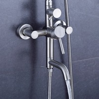 Ensemble de douche en acier inoxydable SUS 304, barre de douche apparente, mitigeur de douche chaud et froid, ensemble de robinets de douche pluie cascade pour la maison et les hôtels