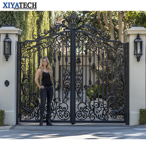 Xiyatech Sang Trọng Đôi Nhà Vườn An Ninh Nướng Thiết Kế Trượt Đu Sắt Cổng Đường Lái Xe Cổng Lối Vào Chính Rèn Sắt Cổng - Product Image 6