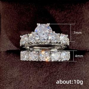 ชุดแหวนหมั้นแบบซ้อนสองชั้นสำหรับผู้หญิง เครื่องประดับแฟชั่นสุดหรู - Product Image 4