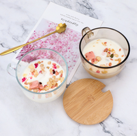 Verre à boire vide de 380 ml (16 oz) avec poignée et cuillère, idéal pour le petit-déjeuner, le thé, le lait, le jus, le café – Vente en gros