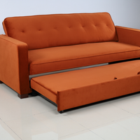 Canapé-lit 3 places en tissu orange avec ottoman, canapé-lit convertible pour salon, appartement, multi-usages