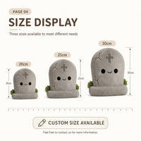 Peluche de Halloween en forme de pierre tombale, personnalisée, en polyester doux, pour décoration de fêtes, faible MOQ, service OEM ODM