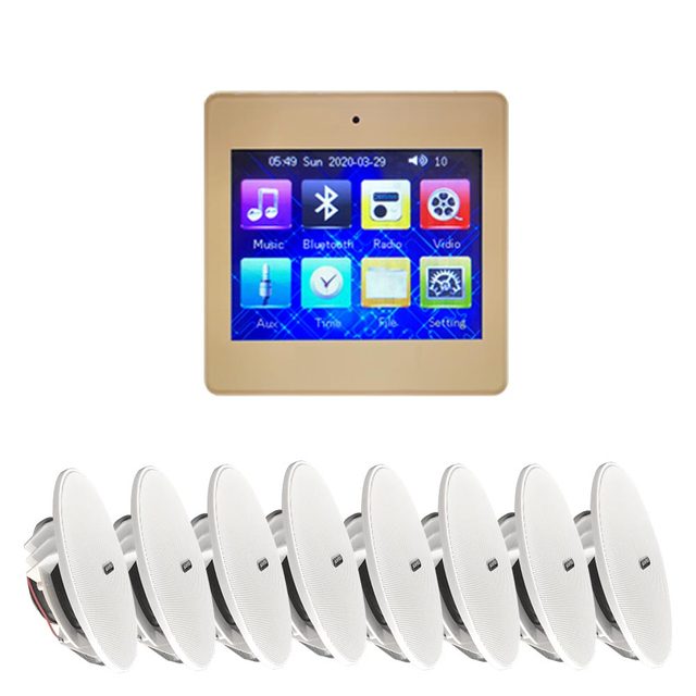 425S+CF620 Smart Home Use 4-Channel BluetoothS Wall Amplifier and 8pcs Ceiling Speakers for Multi Room Background Music System