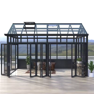 حاوية فناء زجاجية من الألومنيوم حديثة ومخصصة 4 مواسم Sunroom للشقق الشمسية ، قولبة مضلعة السقف المقسى - Product Image 5
