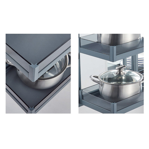 Organizador Extraíble de Aluminio de 2 Niveles para Gabinete de Esquina, Bandeja Abatible con Cierre Suave, Estante Ahorrador de Espacio para Cocina - Product Image 6