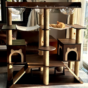 ECO2GO VIETNAM Grande Arbre à Chat Mignon en Bois de Sisal, Griffoir, Tour d'Escalade et Maison de Jeu pour Chats d'Intérieur - Product Image 1