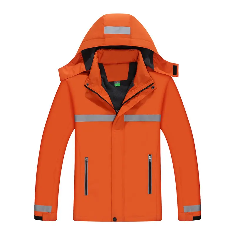 Veiligheid Jas Winter Gewatteerde Dikke Een Stuk Outdoor Waterdichte Haasten Track Jacket Custom Logo Jas Met Kap