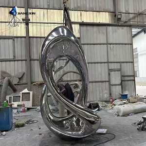 Tùy chỉnh điêu khắc không thường xuyên-Gương điêu khắc Hồ bơi bằng thép không gỉ với các vòng lồng vào nhau (tính năng nước đô thị Hiện đại) - Product Image 6