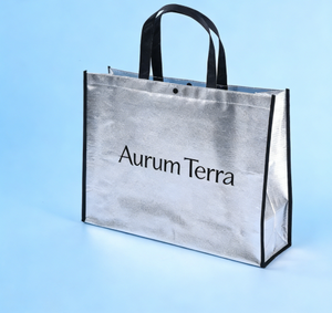 Sacs de courses réutilisables écologiques en tissu non tissé avec poignées et logo personnalisé, motif lettres - Product Image 3