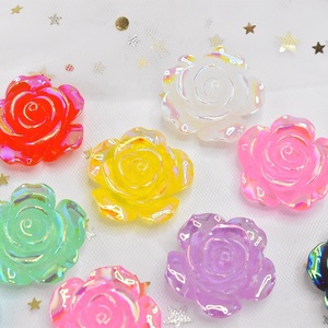 Cabochons plats en résine transparente AB en forme de fleurs de camélia et de roses pour bijoux faits main, coques de téléphone, épingles à cheveux et décorations capillaires - Product Image 3