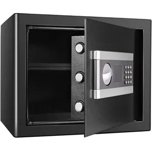 Caja de Seguridad de metal montada en la pared para el hogar, caja de seguridad negra pequeña
