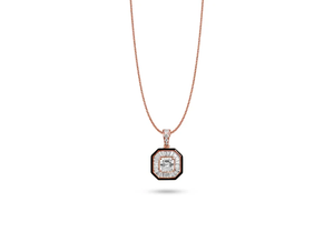 Collier pendentif en diamant de laboratoire taille Asscher, design déco avec un look émeraude vintage, en or massif, bijoux de mariée minimalistes - Product Image 3