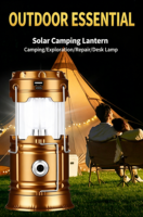Lampu Camping LED Lipat untuk Luar Ruangan, Dapat Diisi Ulang via USB, Senter Darurat Gantung untuk Pemadaman Listrik, Badai, Berkemah, Memancing