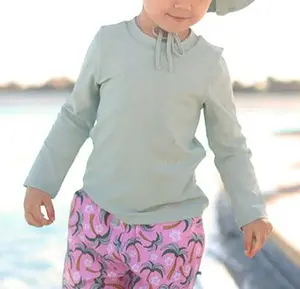 Camisa infantil unissex de secagem rápida, camisa de tecido resistente ao sol e ao cloro com manga comprida