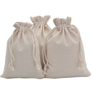 Factory Direct Recycled Solid Color Small Cotton Canvas Blank Beige Drawstring Bag Custom Printing Logo With Embroidery - Product Image 5