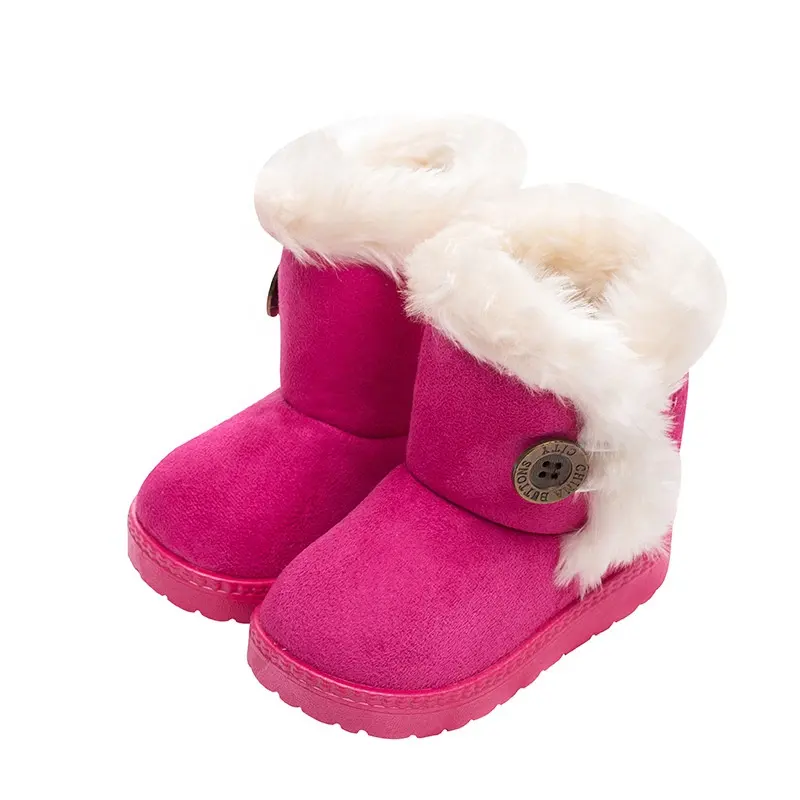 Зимние сапоги для девочек, детские теплые плюшевые сапоги для снежной погоды из кроличьего меха