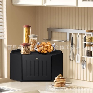 Bread Storage Box Rectangle Wooden Lid With Handle For <b>Kitchen</b> Countertop Storage - Product Image 1