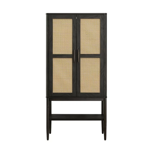 ריהוט נורדי סלון מטבח מזנון עץ אלון ארון מבטא גבוה עם דלת קש מדף אחסון - Product Image 5