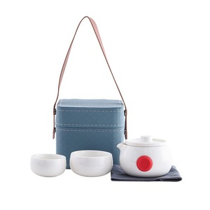 Quick Cup Travel Tea <b>Set</b> Porcelain Round With Lid Portable Kung Fu <b>Teapot</b> Single Person - Product Image 3