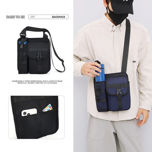 Bolso de hombro para hombre de 13 pulgadas, ligero, para viajes al aire libre, con bolsillo para botella de agua, color sólido - Product Image 5