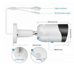 كاميرا أمان IP66 مقاومة للماء بدقة 5 ميجابكسل مع صوت ثنائي الاتجاه ورؤية ليلية، كاميرا رصاصية بانورامية بزاوية 180 درجة - Product Image 5