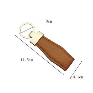Porte-clés de <span class=keywords><strong>voiture</strong></span> en cuir véritable fait main de qualité supérieure, personnalisé en usine, avec pendentif minimaliste en alliage de zinc et cordon, cadeau d'affaires pour hommes - Product Image 2