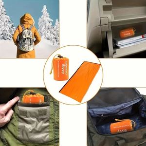 Kit de survie en plein air pour adultes, camping, sac de couchage d'urgence en feuille de Mylar thermique, style momie, enveloppe, hiver, 3 saisons - Product Image 4