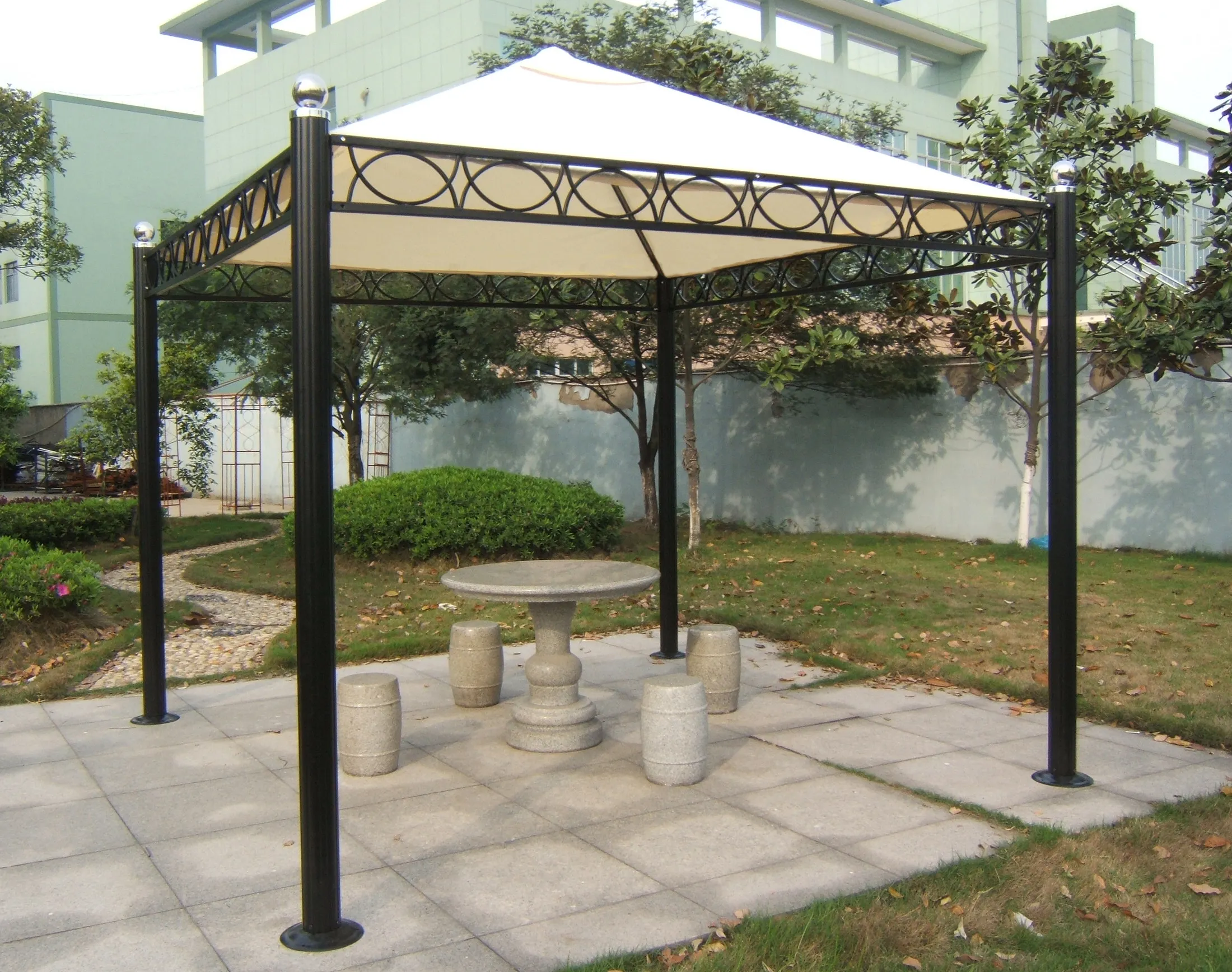 Garden outdoor steel tube iron gazebos 270g/m2 polyester waterproof gazebo with PVC coating