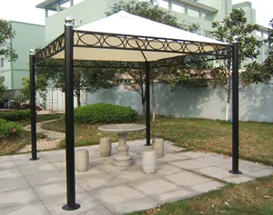 Gazebo de jardin en acier pour l'extérieur gazebo en polyester imperméable 270g/m2 avec revêtement en PVC