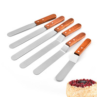 Fabrikgroßhandel 6/8/10 Zoll Edelstahl-Glanzspatel mit Holzgriff gerades gebogenes Kuchen-Dekorationswerkzeug