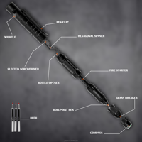 Stylo tactique EDC portable en alliage d'aluminium et acier inoxydable, double fonction, pour la survie, les voyages en plein air, les situations d'urgence automobile