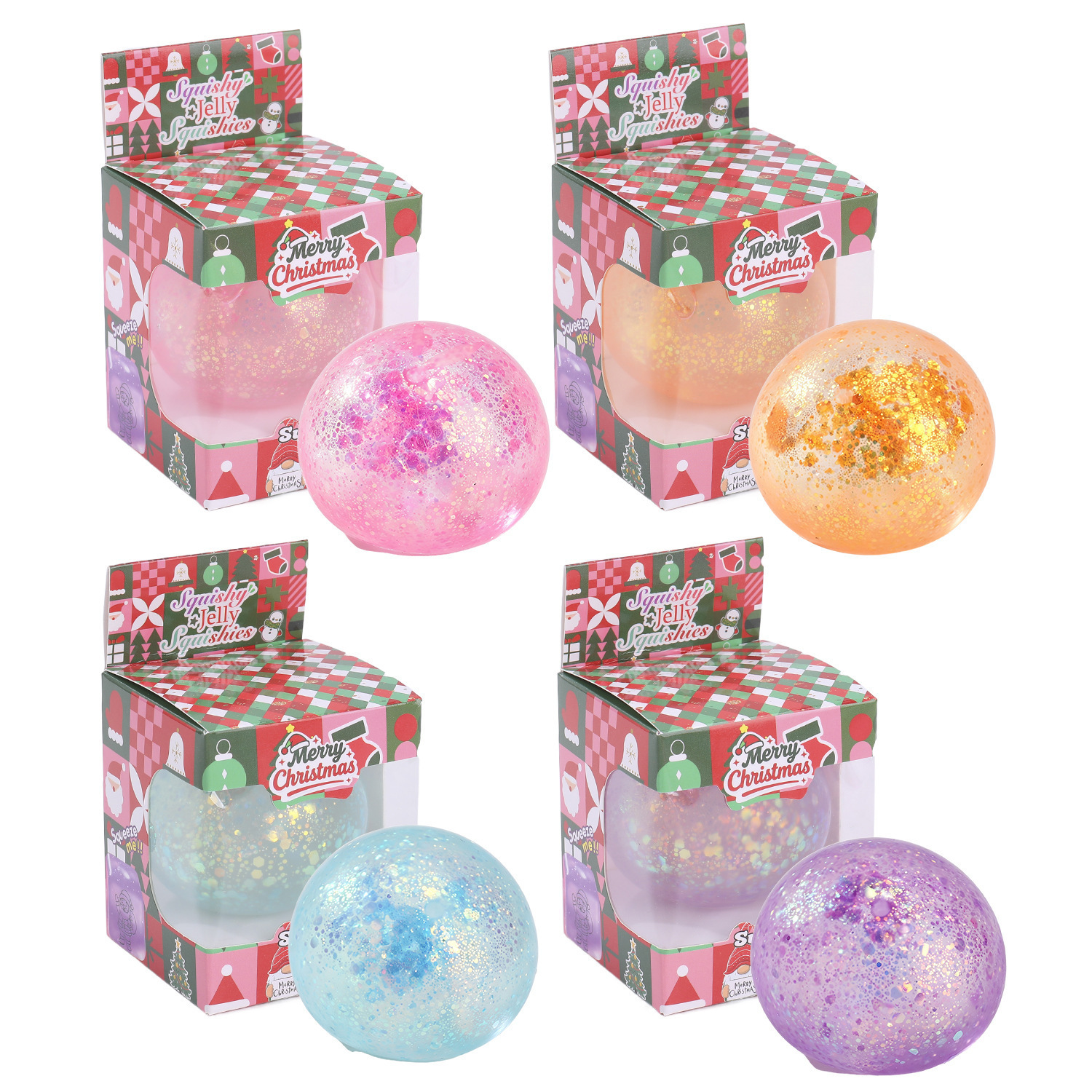 Boîte à fenêtre de Noël, boule de poudre d'or, bonbon au malt, jouet spongieux