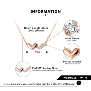 coreano de corazón de joyería collar venta al por mayor de Plata de Ley chapado en oro <span class=keywords><strong>rosa</strong></span> collar de encanto para las mujeres - Product Image 2