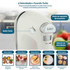Frullatore a immersione Grunkel 350W 5 velocità con funzione turbo, ciotola e accessori per la cottura - Product Image 6