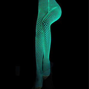 Pantalones de cintura alta que brillan en la oscuridad Calcetines Leggings para mujer Medias sexis de red luminosas brillantes - Product Image 2