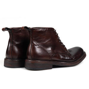 Nouvelles bottes de <span class=keywords><strong>moto</strong></span> pour hommes en cuir véritable à talons épais de style britannique rétro à lacets croisés printemps - Product Image 3
