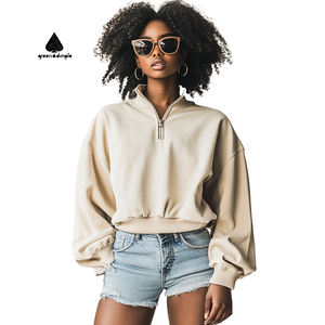 <span class=keywords><strong>Felpa</strong></span> da donna <span class=keywords><strong>Oversize</strong></span> felpe da allenamento felpe con cappuccio Top corto di cotone dei pesi massimi <span class=keywords><strong>felpa</strong></span> mezza Zip <span class=keywords><strong>felpa</strong></span> da donna - Product Image 3