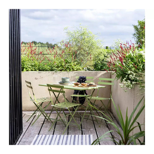 AJUNION <strong>4</strong> <strong>Seater</strong> Folding Metal Patio <strong>Set</strong> Steel Garden <strong>Set</strong> Folding Table and Chair Outdoor <strong>Bistro</strong> <strong>Set</strong> - Product Image 1