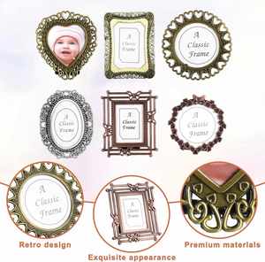 Marco de Fotos Redondo de Aleación de Zinc Repujado, Estilo Retro, para Escritorio, Proveedor de Marcos Metálicos Vintage para Mesa, Venta al por Mayor de Fábrica - Product Image 1